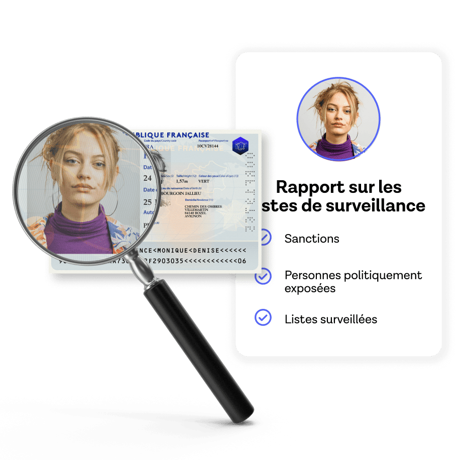 Un document d'identité en cours d'examen et de vérification croisée pour les PPE et les sanctions.