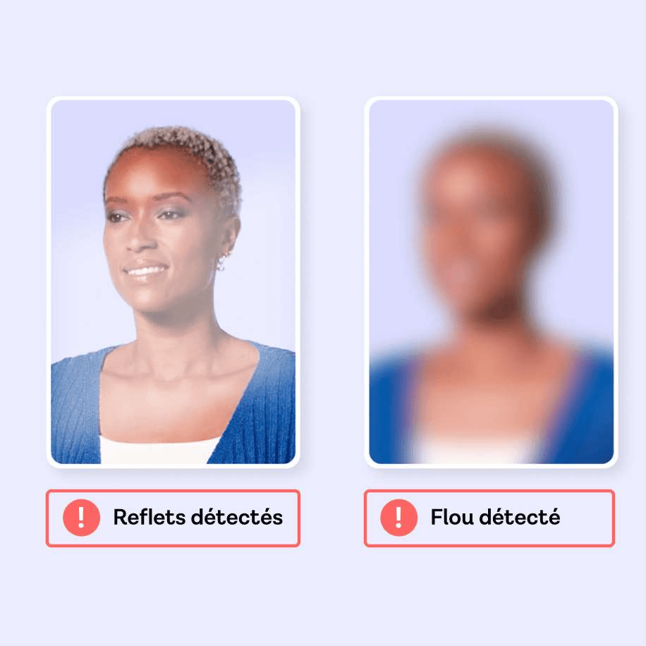 Smart Capture détectant l'éblouissement et le flou de l'image.