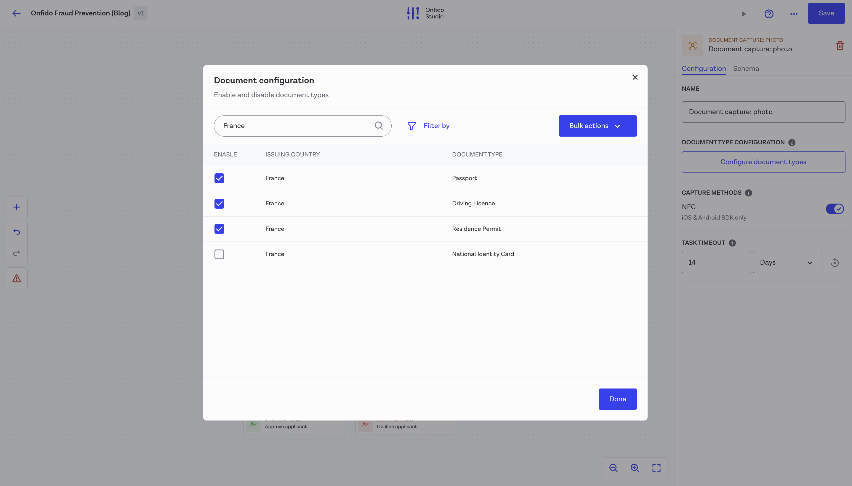 Onfido Studio Document configuration